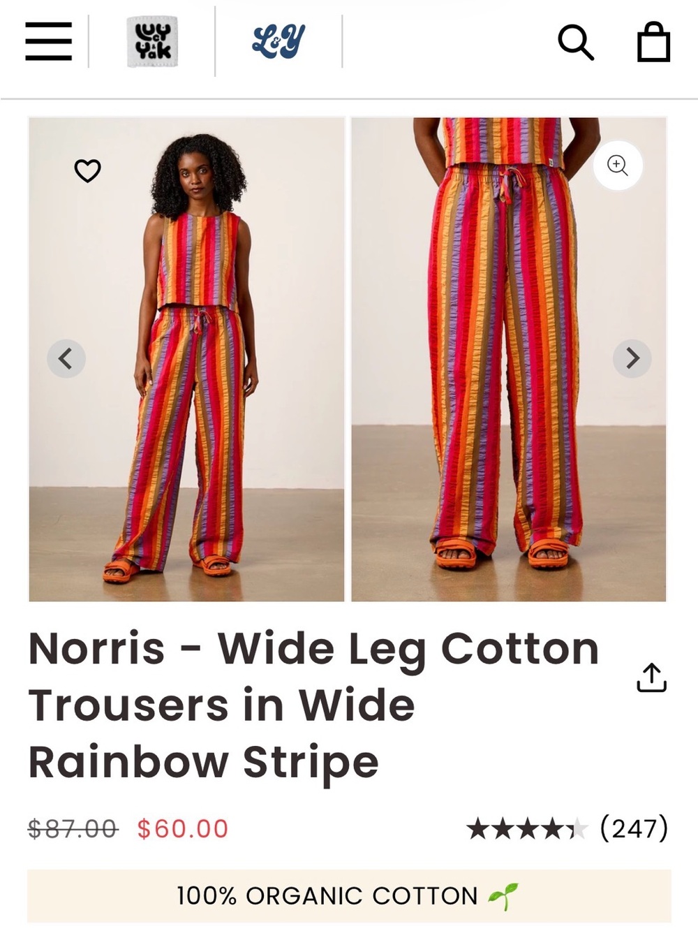 LUCY & YAK Norris rainbow stripe set size 26 / 2XL - Picture 4 of 9